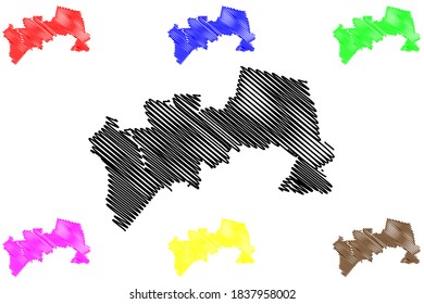 Soacha City (Republic of Colombia, Department of Cundinamarca) map vector illustration, scribble sketch City of Soacha map