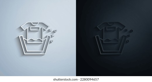 Icono de papel de la camiseta de agua del cubo de empalme con efecto de sombra diseño de iluminación vectorial