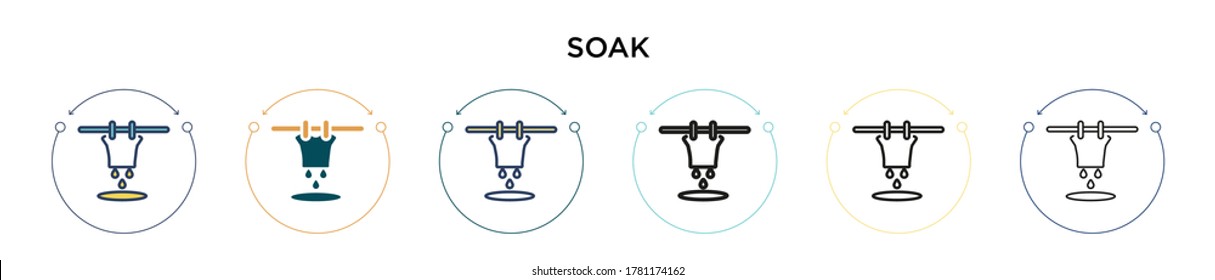 Soak icon in filled, thin line, outline and stroke style. Vector illustration of two colored and black soak vector icons designs can be used for mobile, ui, web