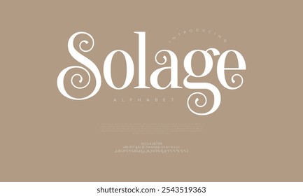 Soalge tipografia beleza moda elegante minimalista serif italic fontes decorativo casamento vintage retro logos. Logotipo de fonte de luxo mínimo alfabeto. Ilustração vetorial