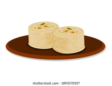 Soan Cake Indian Sweets or Mithai Food Vector