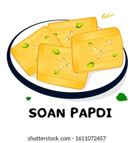 Soan papdi indian Gujarati Food Vector
