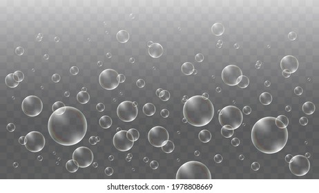 Soap or Air Bubbles on Transparent Background. Vector illustration