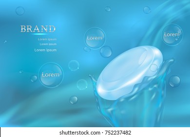 Soap bar with advertising background ready to use. Illustration vector.