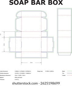 Caja De Barra De Jabón Embalaje Plantilla Troquelada Con Dimensiones Y Líneas De Pliegue