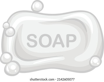Soap bar with bubble isolated on white background illustration