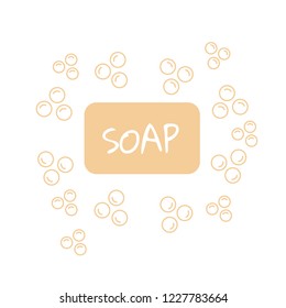 Soap bar with bubbles. Foam aromatic vector icon