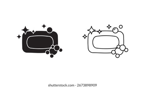 Barra de sabão com bolhas e faíscas com fundo transparente