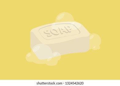 Soap Bar with Bubbles. Vector Illustration, Isolated