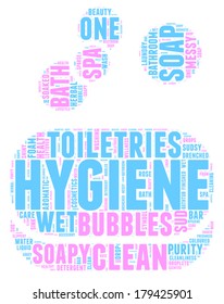 soap bar and bubbles vector tag cloud illustration for hygiene concept