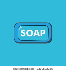Soap bar flat design blue color with on a blue background