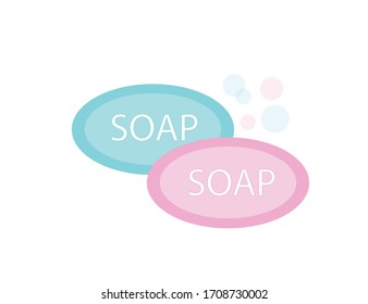 Soap bar icon with foam. Vector image.