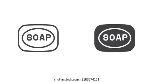 Soap bar icon. line and glyph version, outline and filled vector sign. Soap linear and full pictogram. Symbol, logo illustration. Different style icons set