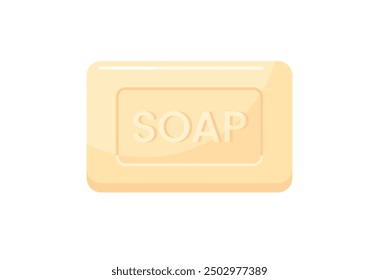 Soap bar icon, organic cosmetics with natural ingredients for skin care, spa treatments and washing hands. Antibacterial detergent for body and clothes. Vector isolated flat cartoon illustration