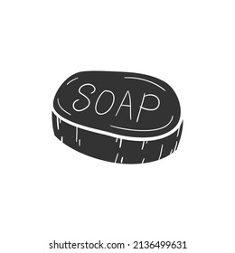 Soap Bar Icon Silhouette Illustration. Bathroom Shower Clean Vector Graphic Pictogram Symbol Clip Art. Doodle Sketch Black Sign.