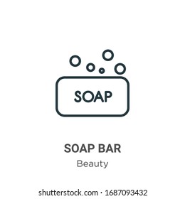 Soap bar outline vector icon. Thin line black soap bar icon, flat vector simple element illustration from editable beauty concept isolated stroke on white background