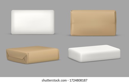 Soap Bar And Package, Rectangular Mockup Template