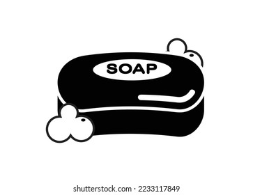 Soap bar. Simple illustration in black and white.