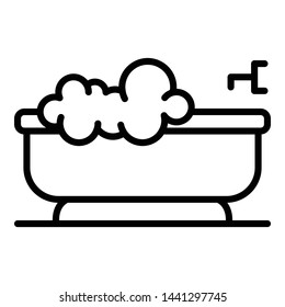 Soap in bathtub icon. Outline soap in bathtub vector icon for web design isolated on white background