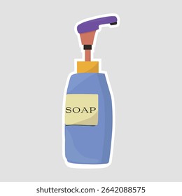 Soap Bottle Dispenser Sticker. Cartoon vector sticker of a soap dispenser bottle, great for bathroom, kitchen, or cleaning product themes