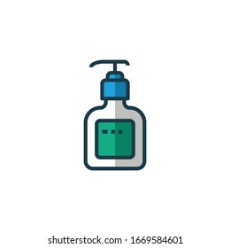 Soap bottle, gel, cleaning, antiseptic filled outline icons. Vector illustration. Editable stroke. Isolated icon suitable for web, infographics, interface and apps.
