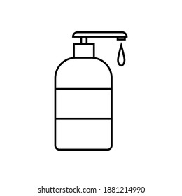 frasco de jabón, icono de contorno vectorial de sangrado manual