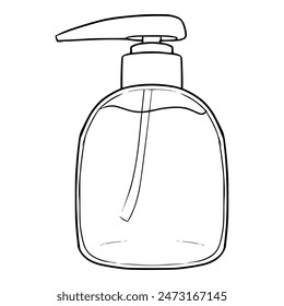 soap bottle illustration hand drawn outline isolated vector