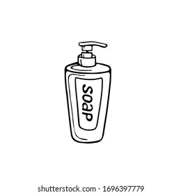  soap bottle isolated on a white background. hand-drawn vector illustration in Doodle style. Natural soap, toiletries.