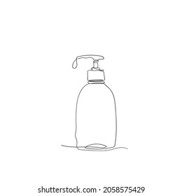 Soap Bottle Pump Illustration In Continuous Line Drawing Style