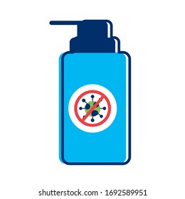 frasco de jabón con tapa pulsada 19 partículas estilo plano icono ilustración vectorial diseño