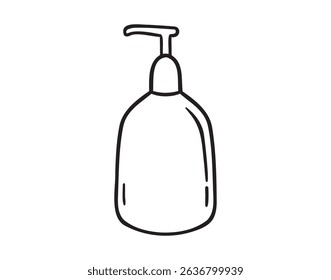 soap bottle or shower gel icon doodle hand drawn. Outline drawing soap bottle line clipart symbol. Vector illustration
