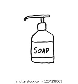 soap bottle vector doodle sketch isolated on white background