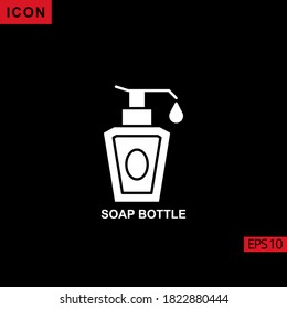 Soap Bottle vector icon on black background. Illustration flat icon for graphic, print media interfaces and web design.