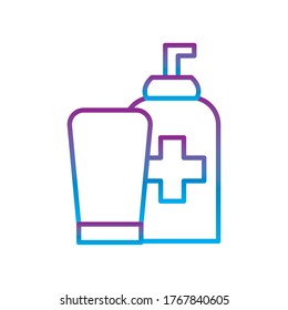 soap bottles with cross gradient line style icon, design of Medical care health emergency and clinic theme Vector illustration
