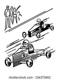 Soap Box Derby - Retro Clip Art Illustration