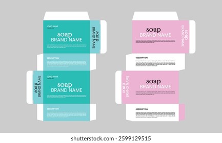 Soap Box packaging die cut template design.