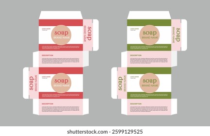 Soap Box packaging die cut template design.