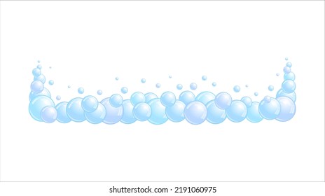 Soap bubble divider. Horizontal foam decoration element. Blue suds cloud. Vector