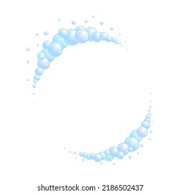 Seifenblase-Rahmen. Schaumkrone. Blau sucht Trenner und Trennzeichen. Runde Dekorationselemente. Vektorgrafik 