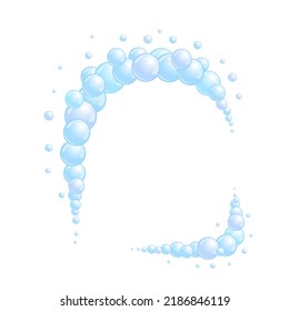 Soap bubble frame. Foam boarder. Blue suds divider and separator. Rounded decoration elements. Vector 
