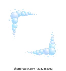 Soap bubble frame. Foam boarder. Blue suds divider and separator. Square decoration elements. Vector 