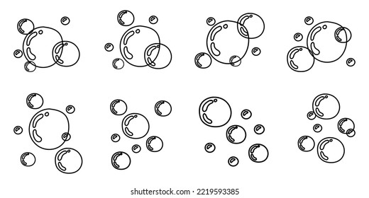Soap Bubble. Hand-drawn line in the style of a bubble sketch. Doodle style bubbles. Water drop isolated vector illustration.