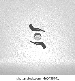 Soap bubble and hands stock vector icon illustration