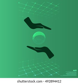 Soap bubble and hands stock vector icon illustration