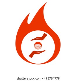 Soap bubble and hands stock vector icon illustration