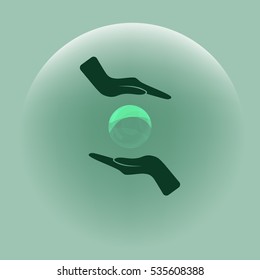 Soap bubble and hands stock vector icon illustration
