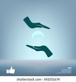 Soap bubble and hands stock vector icon illustration