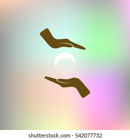 Soap bubble and hands stock vector icon illustration