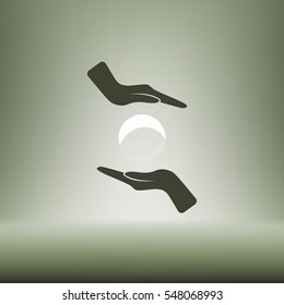 Soap bubble and hands stock vector icon illustration