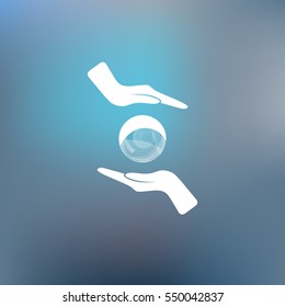 Soap bubble and hands stock vector icon illustration